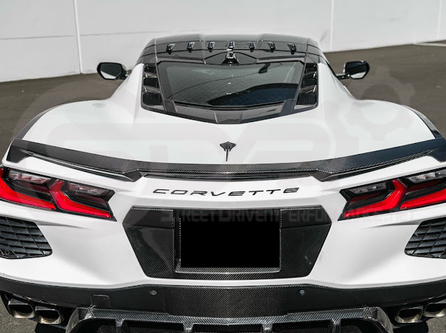 2020-Up Chevrolet Corvette C8 Stingray & Z51 | Carbon Fiber Rear Spoiler Wing Delete Hole Panel Cover